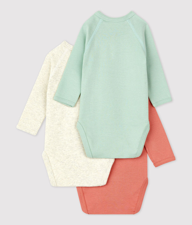 Juego de 3 bodis de beb&eacute; de algod&oacute;n org&aacute;nico multicolor