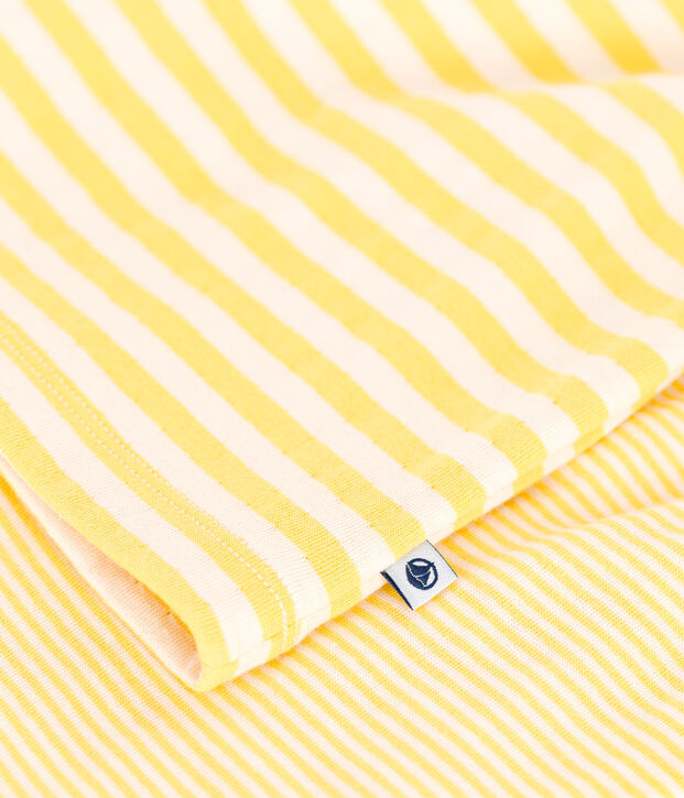 Pijama infantil de t&uacute;bico a rayas amarillo/crudo
