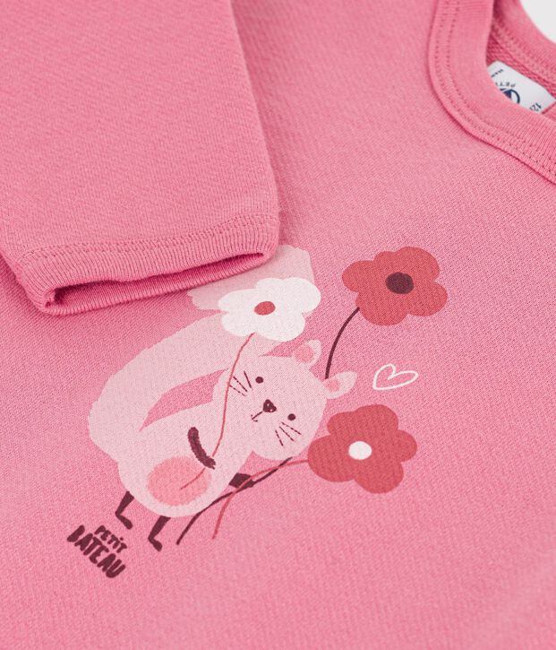 Sudadera de algod&oacute;n con estampado de animal para beb&eacute; rosa