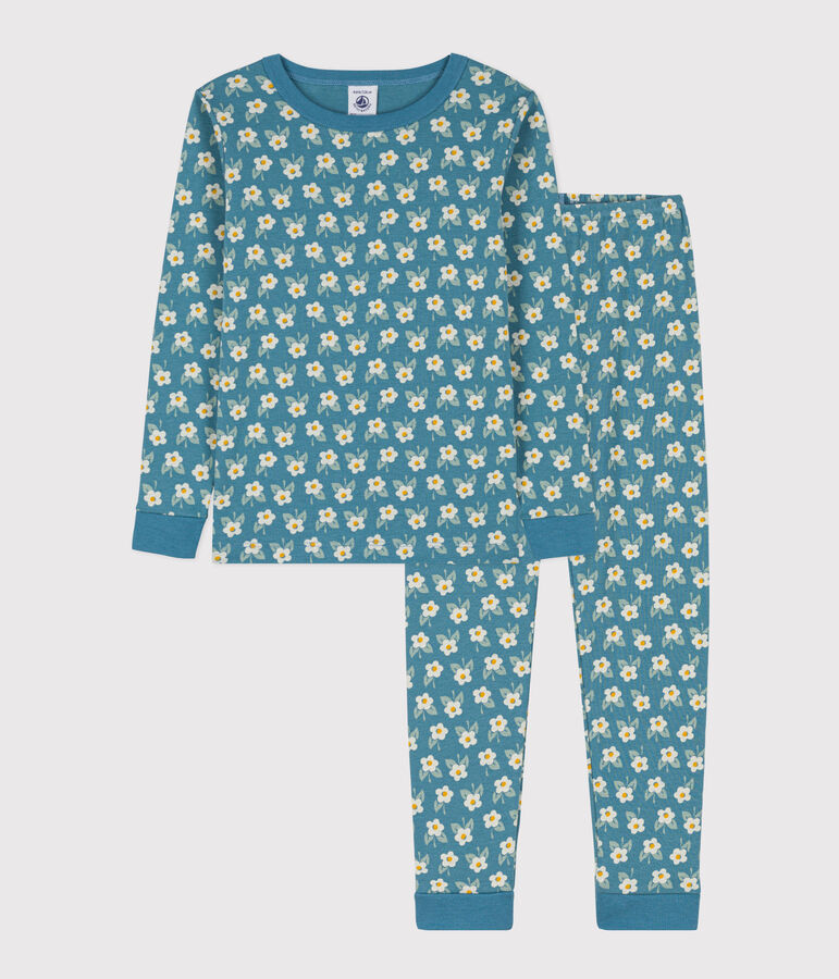Pijama de algod&oacute;n ajustado para ni&ntilde;a azul/multicolor