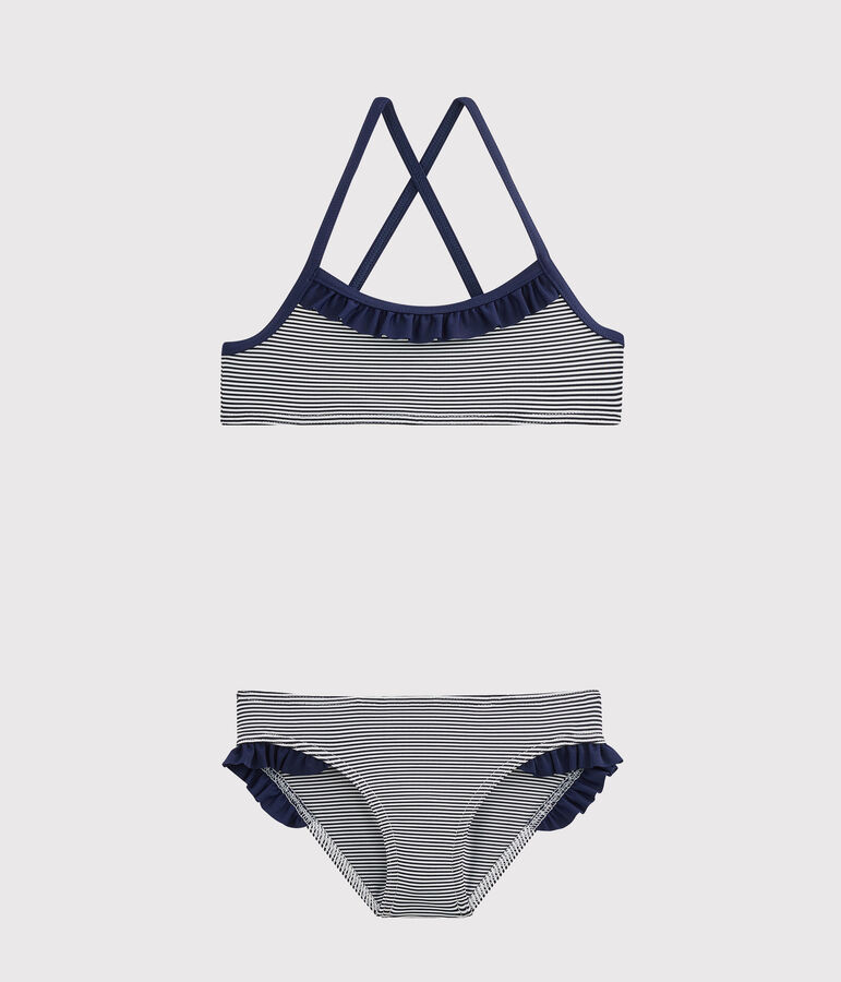 Traje de ba&ntilde;o para ni&ntilde;a azul ABYSSE/blanco LAIT