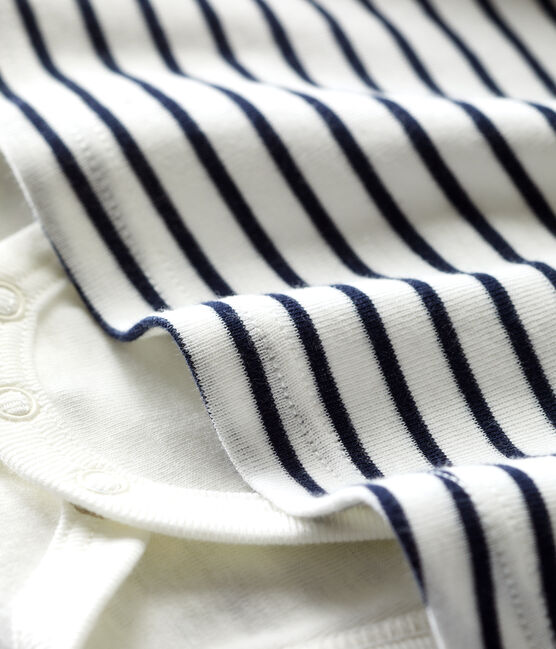 Vestido-bodi a rayas marineras de algodón ecológico para bebé blanco MARSHMALLOW/azul SMOKING