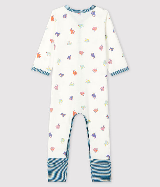 Pelele sin pies de punto acanalado con estampado de gorilas para bebé blanco MARSHMALLOW/blanco MULTICO