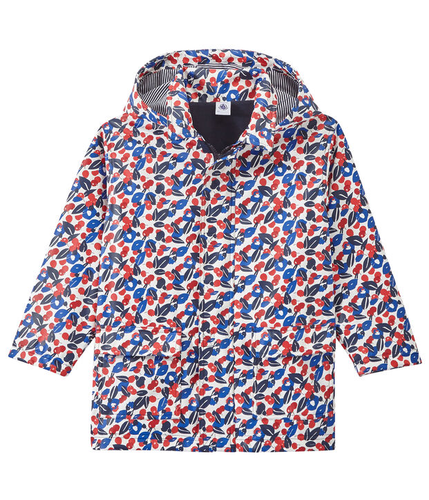 Chubasquero estampado para ni&ntilde;a blanco/multicolor