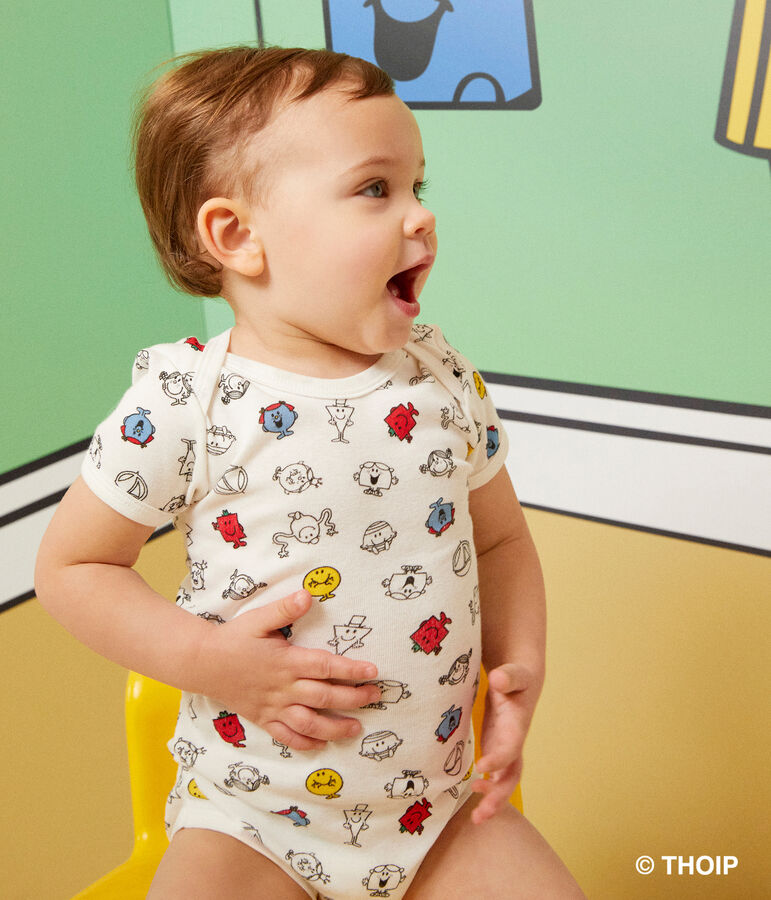 Juego de 3 bodis de manga corta Monsieur Madame de algod&oacute;n de beb&eacute; multicolor