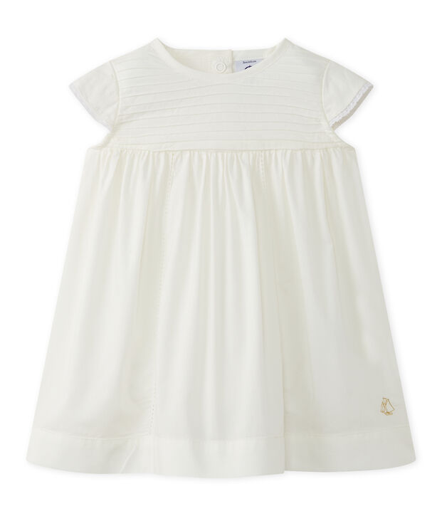 Vestido de ni&ntilde;a en popelina blanco