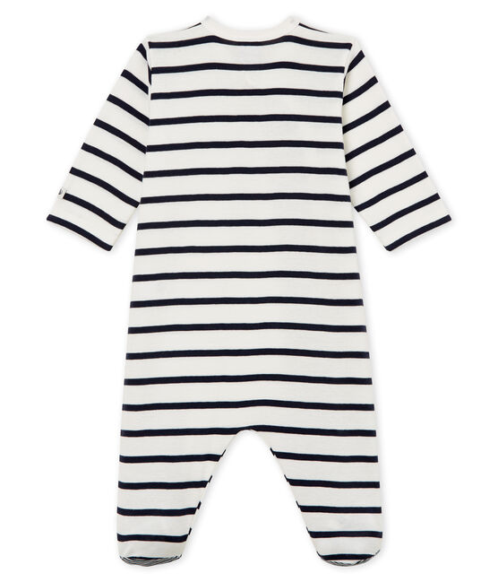Pijama de punto para bebé blanco MARSHMALLOW/azul SMOKING