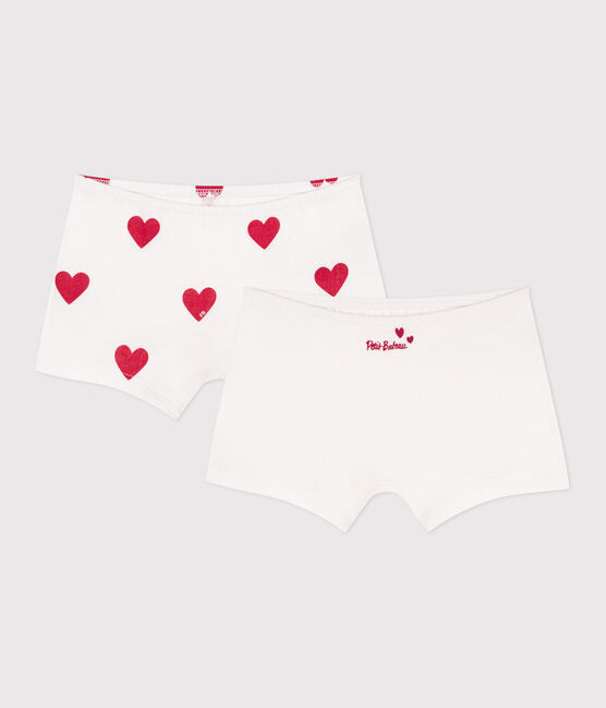 Juego de 2 culottes infantiles de algodón con estampado de corazones variante 1