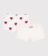 Juego de 2 culottes infantiles de algodón con estampado de corazones