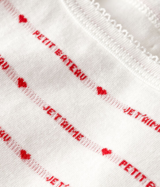 Camiseta de tirantes de algodón para mujer blanco MARSHMALLOW/rojo TERKUIT