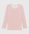 Camiseta de manga larga milrayas de niña de lana y algodón rosa CHARME/blanco MARSHMALLOW
