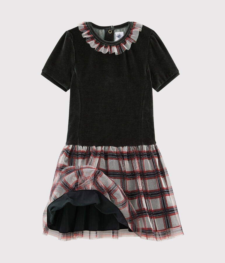 Vestido de manga corta para ni&ntilde;a negro/multicolor