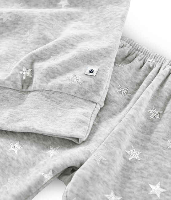 Pijama de punto de terciopelo gris BELUGA/blanco MARSHMALLOW