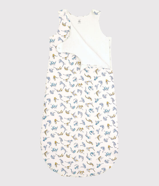 Saco de bebé con estampado de panteras de algodón orgánico blanco MARSHMALLOW/blanco MULTICO