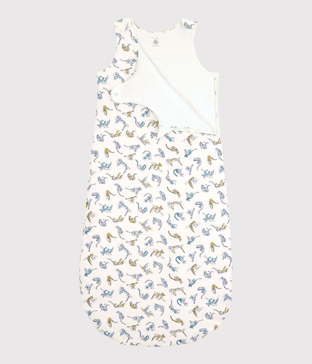 Saco de beb&eacute; con estampado de panteras de algod&oacute;n org&aacute;nico blanco/multicolor