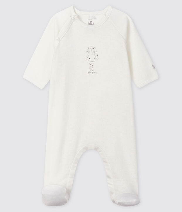 Pijama de beb&eacute; de algod&oacute;n ecol&oacute;gico blanco blanco