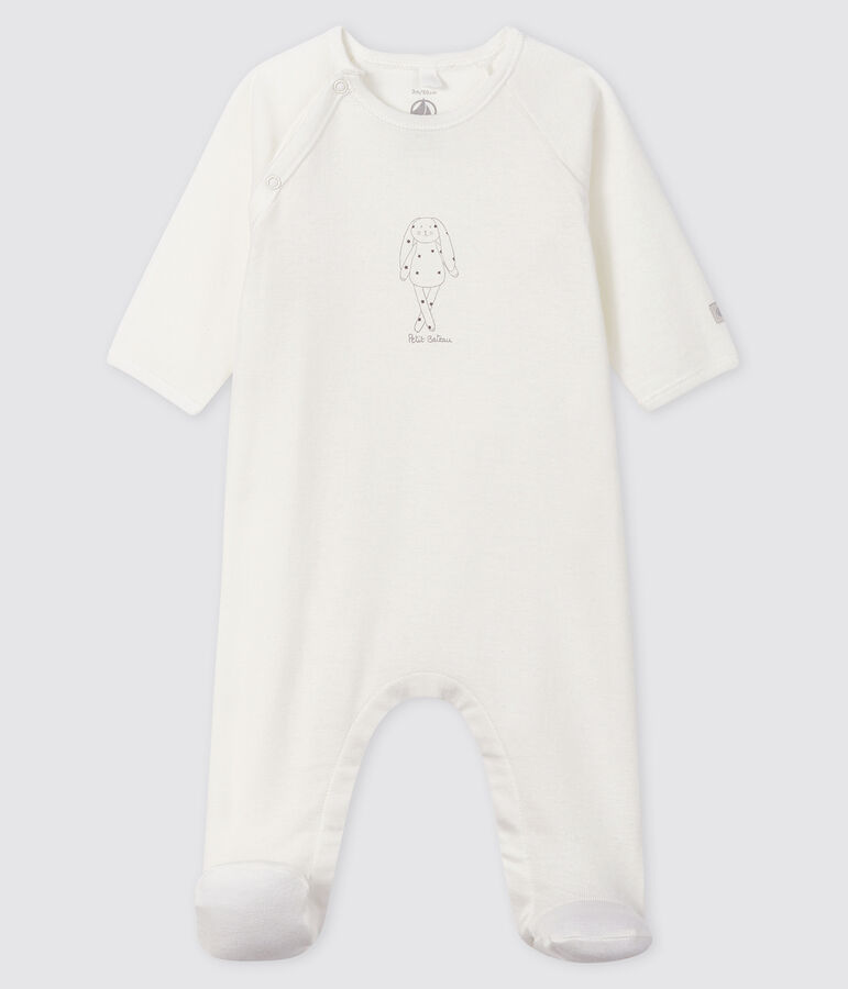 Pijama de beb&eacute; de algod&oacute;n ecol&oacute;gico blanco blanco