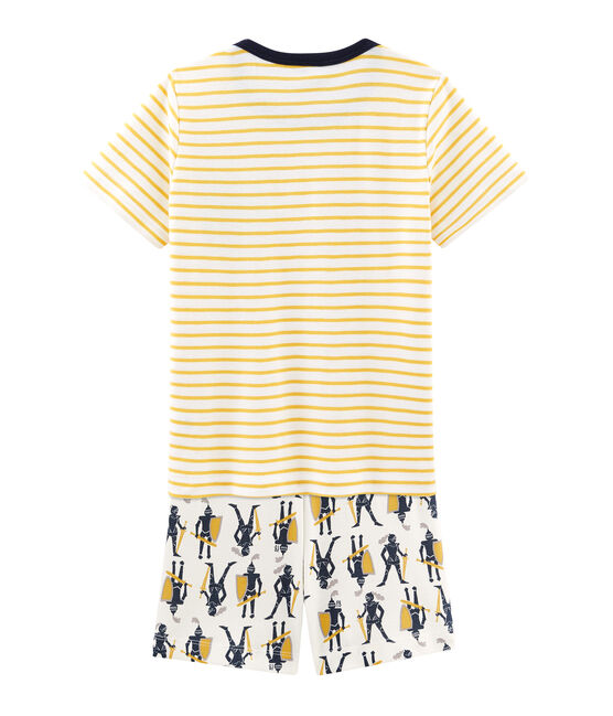 Pijama corto de punto de algodón para niño blanco MARSHMALLOW/blanco MULTICO
