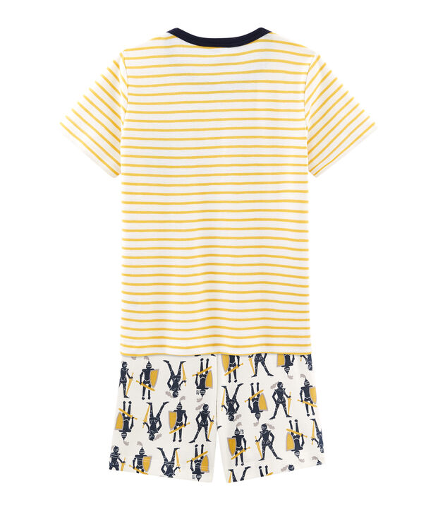 Pijama corto de punto de algod&oacute;n para ni&ntilde;o blanco/multicolor