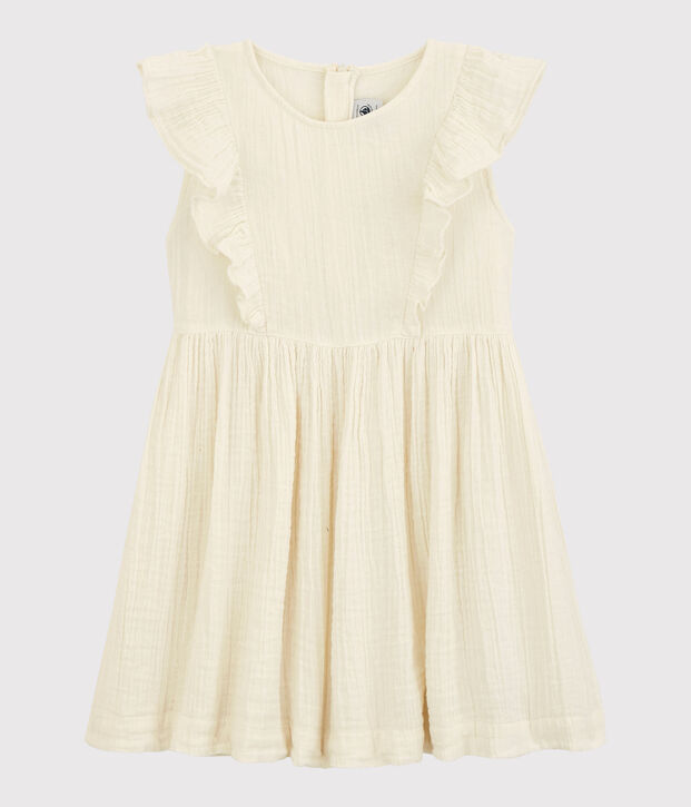 Vestido de gasa de algod&oacute;n org&aacute;nico para ni&ntilde;a blanco