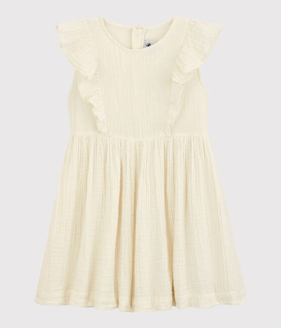Vestido de gasa de algodón orgánico para niña blanco MARSHMALLOW