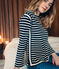 Camiseta para mujer a raya en jersey grueso azul SMOKING/beige COQUILLE