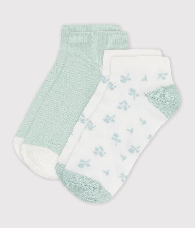 2 pares de calcetines de algod&oacute;n con estampado de flores para ni&ntilde;a multicolor