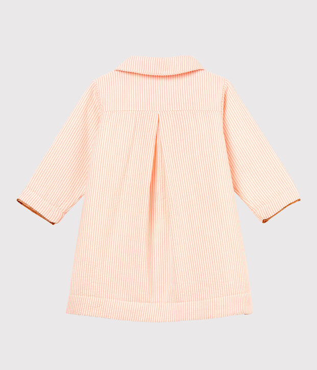 Abrigo de rayas para beb&eacute; ni&ntilde;a blanco/rosa