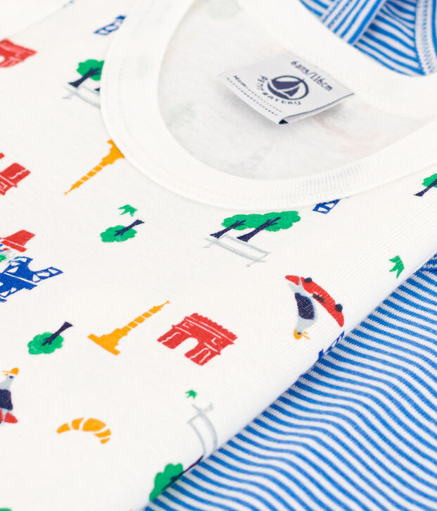 Juego de 2 camisetas infantiles de algod&oacute;n sin mangas con motivo de Par&iacute;s multicolor