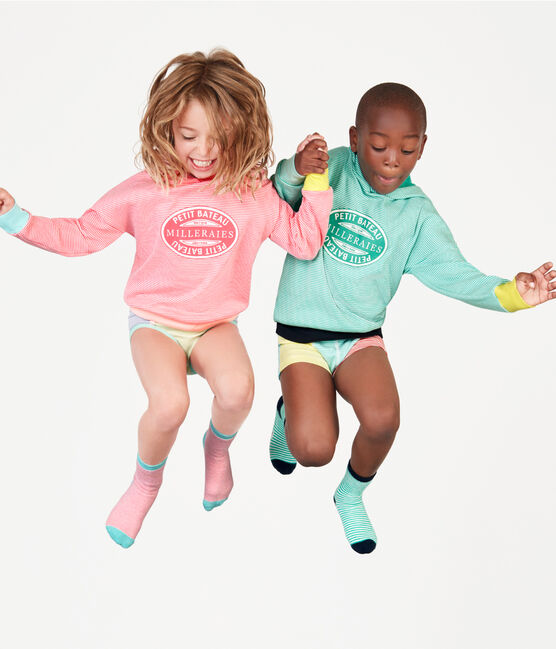 Sudadera infantil con capucha de punto verde ESPERANZA/blanco MARSHMALLOW