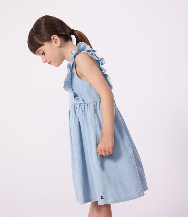 Vestido infantil de algod&oacute;n sin mangas azul