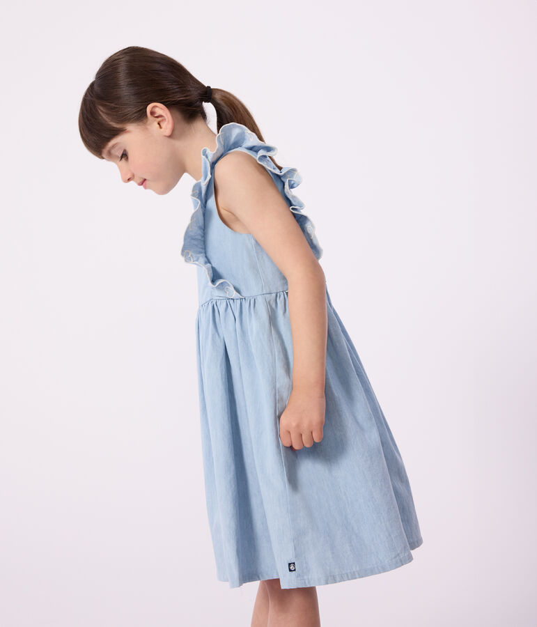 Vestido infantil de algod&oacute;n sin mangas azul
