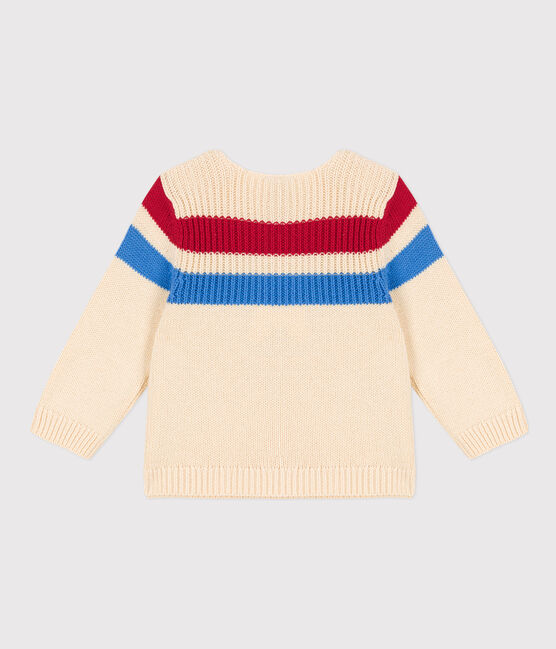 Jersey de punto tricotado de algodón a rayas para bebé blanco AVALANCHE/ MULTICO