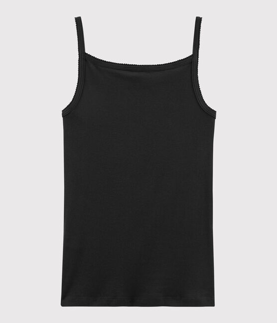 Camiseta de tirantes emblemática de algodón de mujer negro NOIR