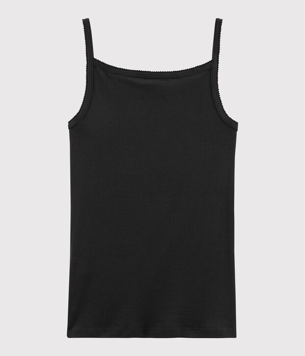 Camiseta de tirantes emblem&aacute;tica de algod&oacute;n de mujer negro