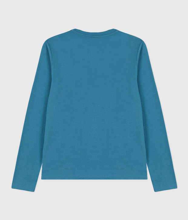 Camiseta LA RECTA de algod&oacute;n con cuello de pico para mujer azul