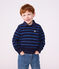 Sudadera infantil con cuello de polo de algod&oacute;n a rayas azul/verde/azul