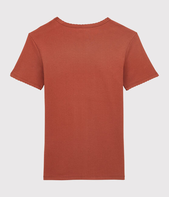 Camiseta ICÓNICA de punto «cocotte» de algodón orgánico para mujer marron OMBRIE