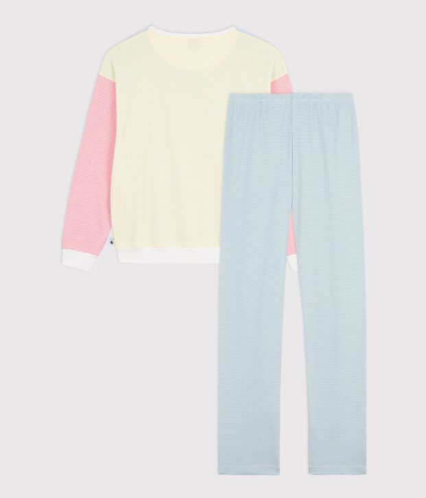 Pijama de algod&oacute;n a rayas para mujer blanco/multicolor