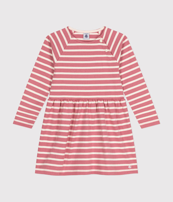 Vestido de manga larga de algodón grueso para niña rosa ROSEWOOD/ AVALANCHE