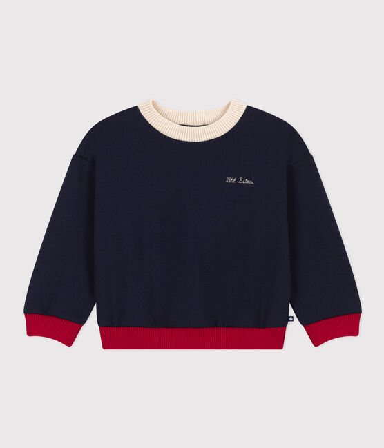 Sudadera estampada de muletón de niña/niño azul SMOKING