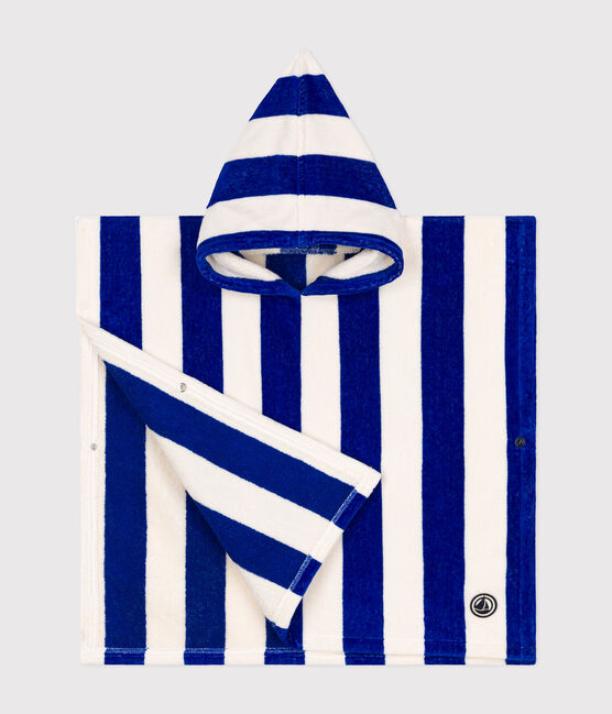 PONCHO DE BAÑO TOALLA NIÑO RAYAS azul SURF/blanco MARSHMALLOW