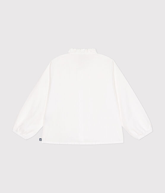 Blusa de manga larga de tela para niña blanco ECUME