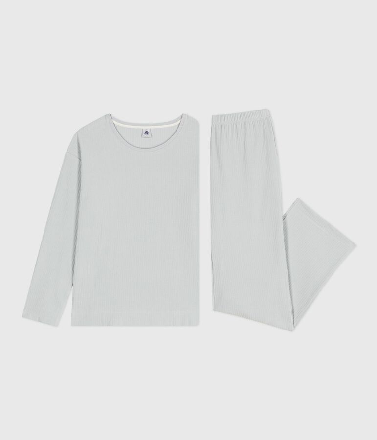 Pijama de terciopelo liso de pierna recta para mujer azul