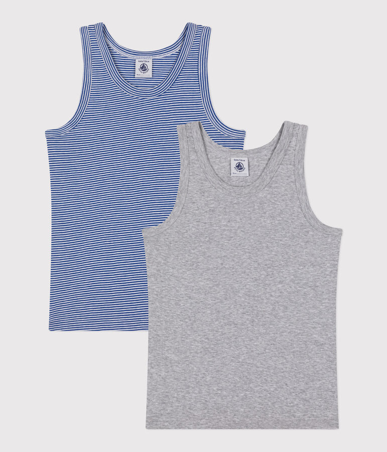 Juego de 2 camisetas sin mangas infantiles de algod&oacute;n a rayas multicolor