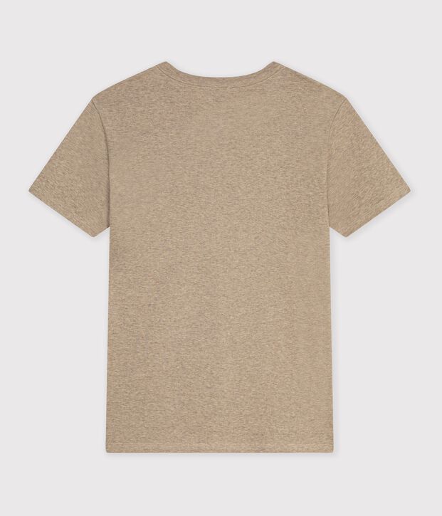 Camiseta lisa de algod&oacute;n de manga corta para mujer beige