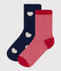 Juego de 2 pares de calcetines de punto de algodón con corazones para niños