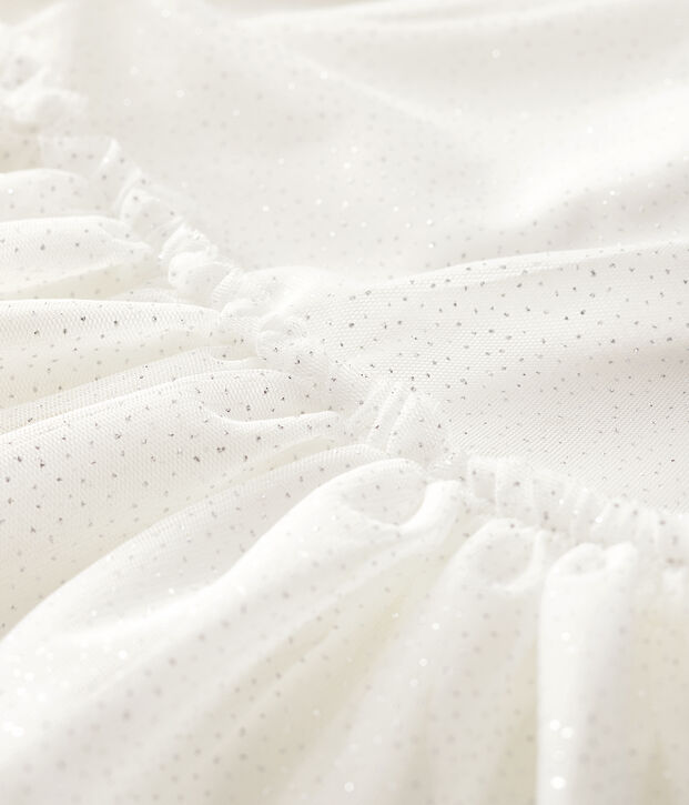 Vestido de celebraci&oacute;n de tul de ni&ntilde;a blanco/gris