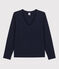 Camiseta de algodón Le Droit con cuello de pico para mujer azul SMOKING