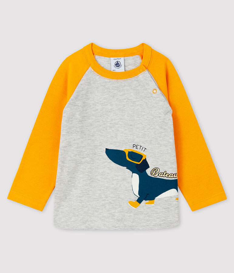 Camiseta para beb&eacute; ni&ntilde;o gris/amarillo